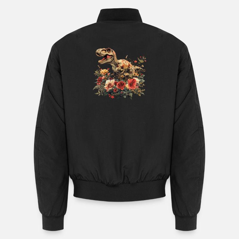 T-Rex Dino mit Blumen Unisex Bomberjacke