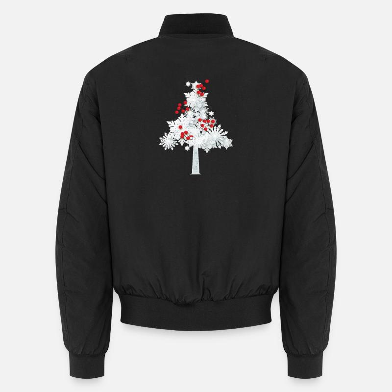 Snowflake Christmas Tree - Unisex Bomber Jacket - black