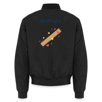Holzstab voller Herzen und Sterne, die MoPraLa... - Unisex Bomberjacke - Schwarz - Hinten - AI Model Male 185 light (185cm)