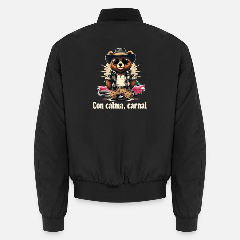 Bär im Retroflair mit Auto Unisex Bomberjacke