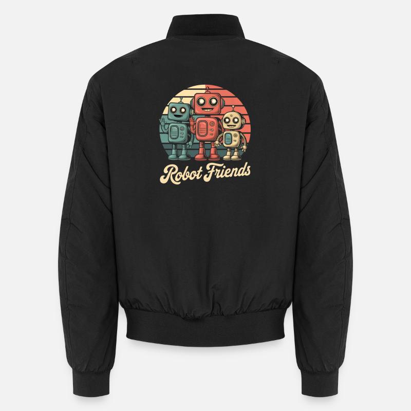 Retro Roboter - Robot Friends - Unisex Bomber Jacket - black