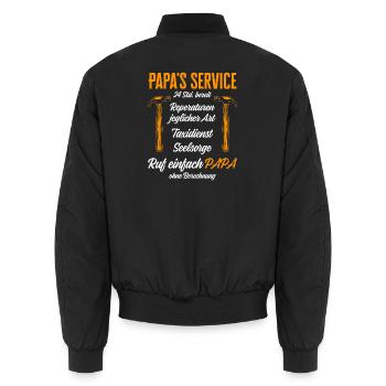 Papas Service Reparaturen 24h / Lustig Humor - Unisex Bomberjacke - Schwarz - Hinten - AI Model Male 185 light (185cm)