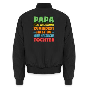 Lustiges Vatertag Geschenk Papa Bier - Unisex Bomberjacke - Schwarz - Hinten - AI Model Male 185 light (185cm)