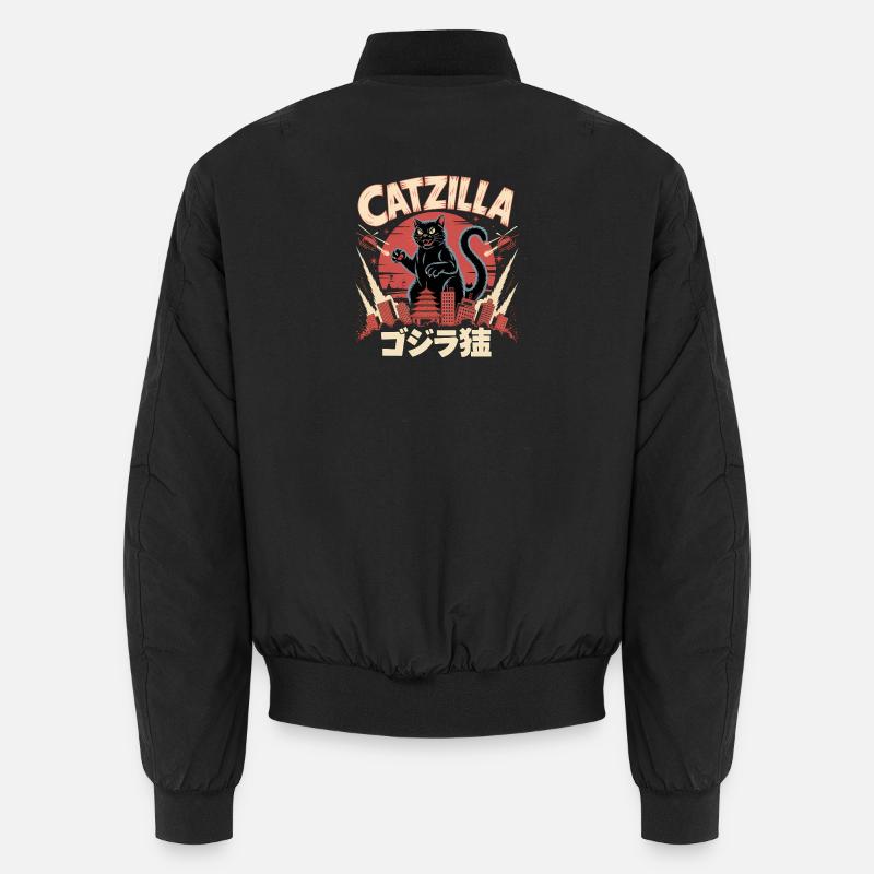 Catzilla - Cute Cat Logo - Unisex Bomber Jacket - black