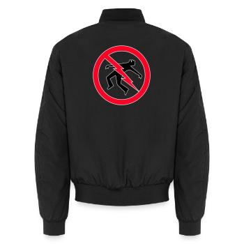 Lightning  Warning - Unisex Bomber Jacket - black - Back - AI Model Male 185 light (185cm)