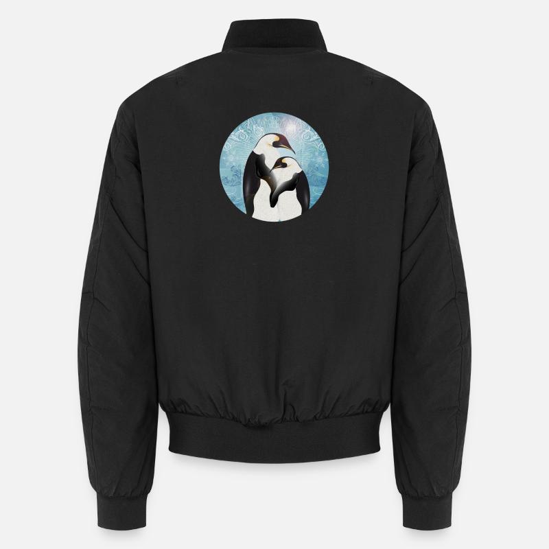 Two penguins in painted winter design Unisex Bomber Jacket