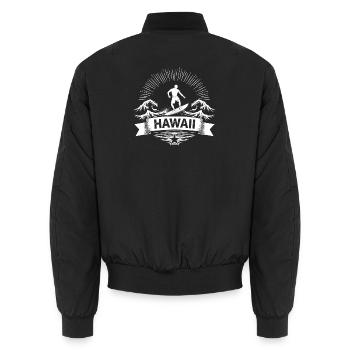 Hawaii Surfer Surfer sur Pacific Wave - Bomber unisexe - noir - Dos - AI Model Male 185 light (185cm)