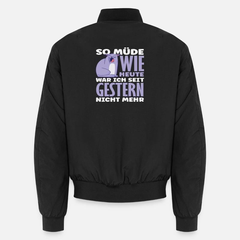 As tired as today cat saying - Unisex Bomber Jacket - black