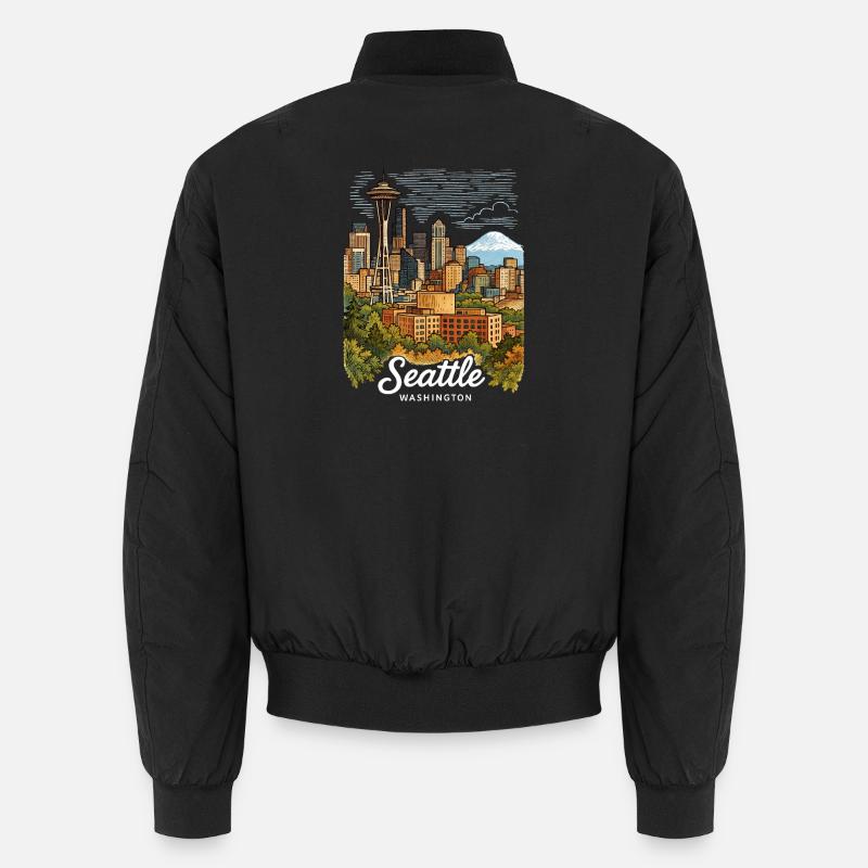 Seattle Washington - Unisex Bomber Jacket - black