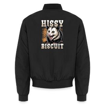 Funny Opossum - Unisex Bomber Jacket - black - Back - AI Model Male 185 light (185cm)
