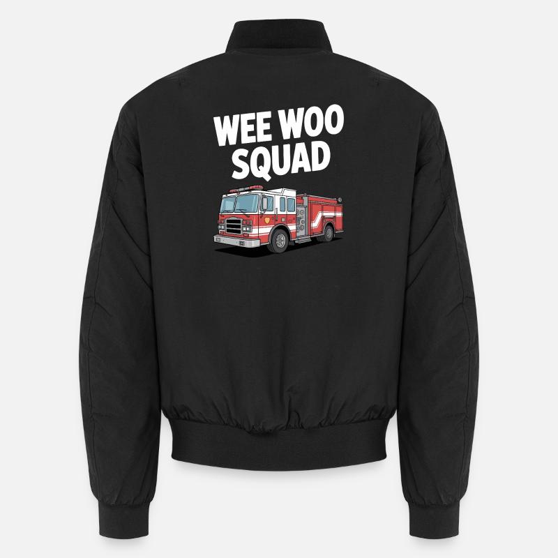 Wee Woo Squad Fire Brigade Car Rescuer Saying Unisex Bomber Jacket