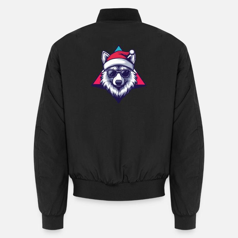 Weihnachtswolf mit Sonnenbrille Unisex Bomberjacke