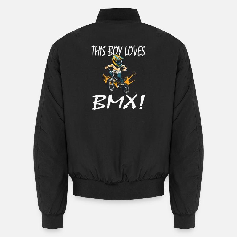 Garçon aime l’illustration BMX - Bomber unisexe - noir
