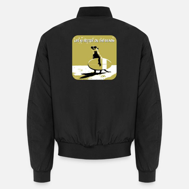 cool meerkat with surfboard Unisex Bomber Jacket