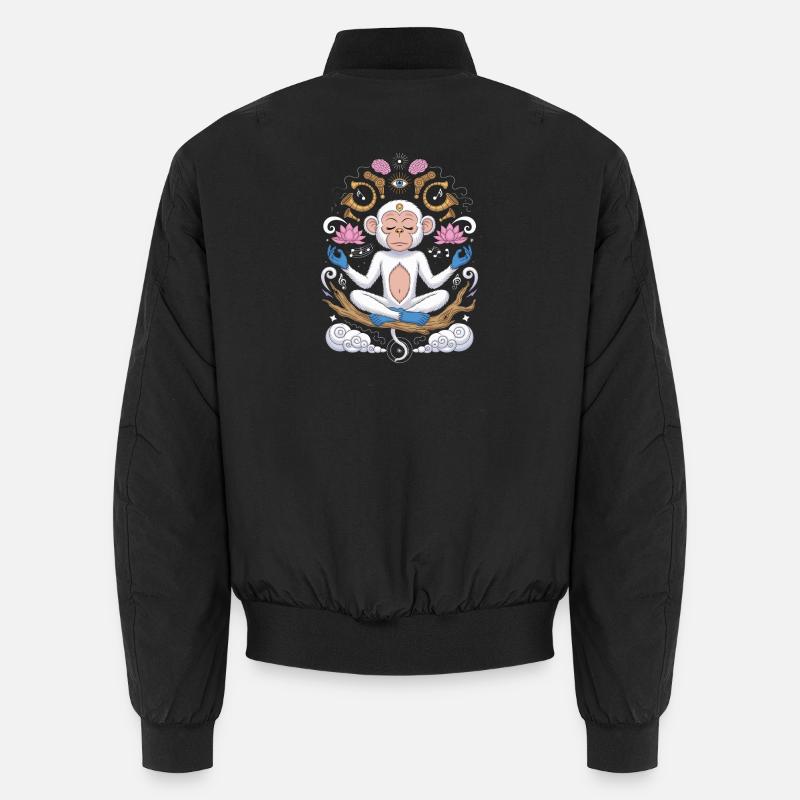 Singe méditant avec lit de lotus et Bomber unisexe