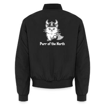 Viking Cat with Axe - Unisex Bomber Jacket - black - Back - AI Model Male 185 light (185cm)