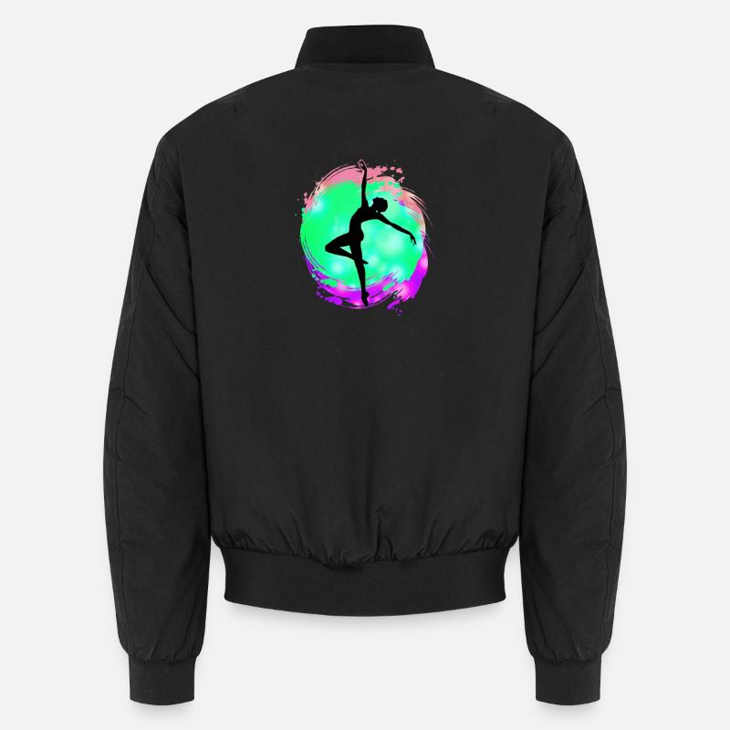 Dancer Silhouette Neon Splash - Unisex Bomber Jacket - black