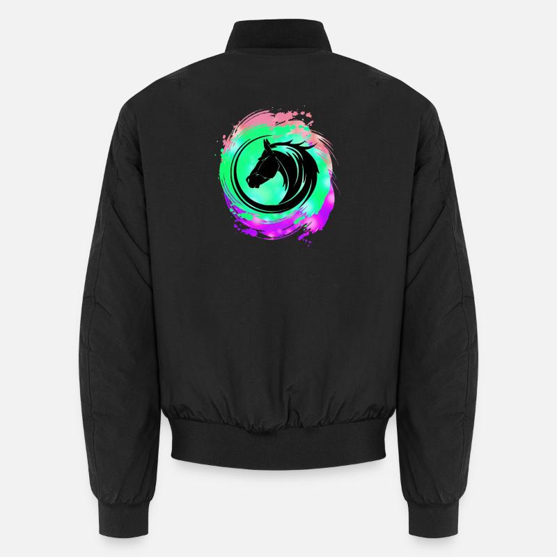 Horse Head Neon Circuit - Unisex Bomber Jacket - black