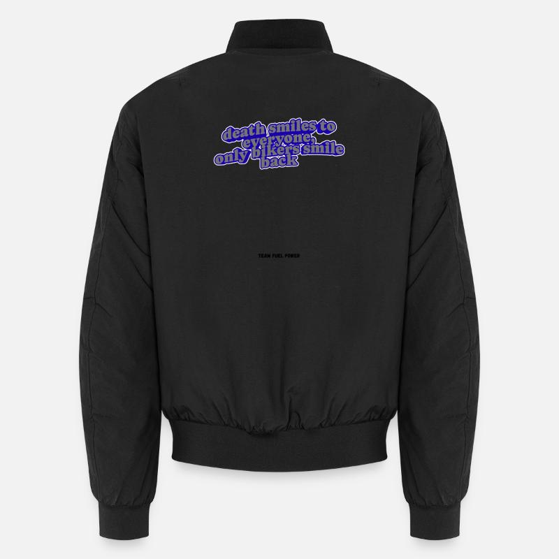 Biker Death Smiles Quote - Unisex Bomber Jacket - black