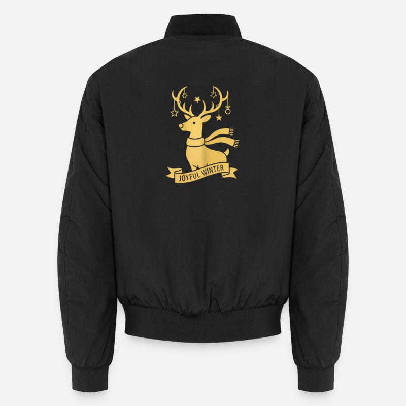 Golden Reindeer – Joyful Winter Design - Unisex Bomber Jacket - black