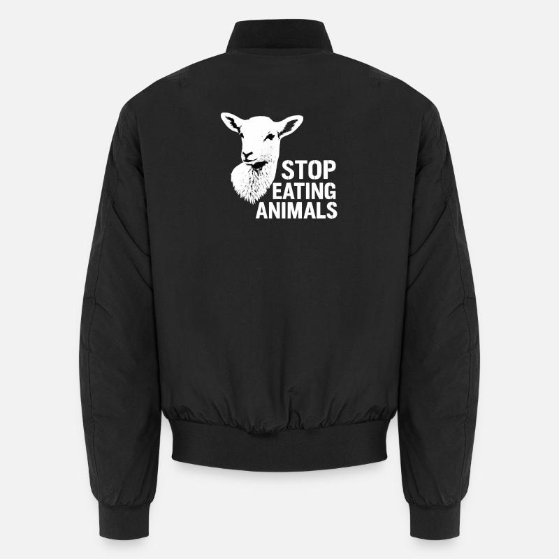 Stop Eating Animals Vegane Botschaft Unisex Bomberjacke