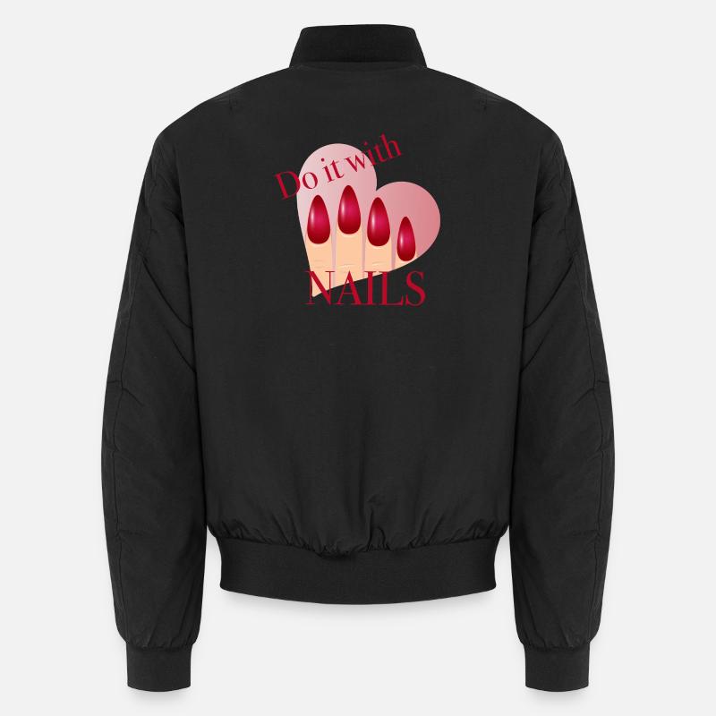 Do it with Nails – rotes Naildesign mit Herz Unisex Bomberjacke