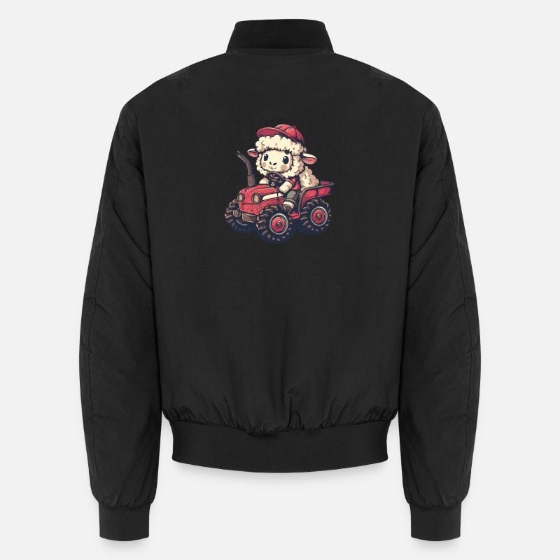 Sheep Tractor Farmer - Unisex Bomber Jacket - black
