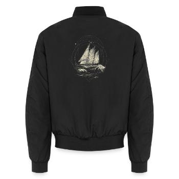 Segelschiff – Geometrische nautische Linienkunst - Unisex Bomberjacke - Schwarz - Hinten - AI Model Male 185 light (185cm)