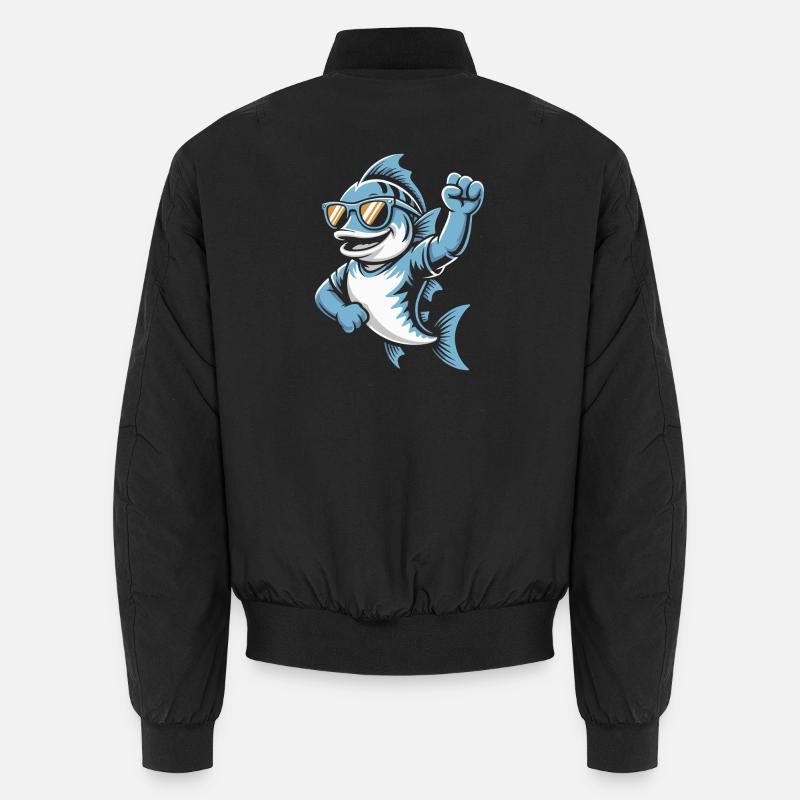 Requin bleu avec des lunettes de soleil Bomber unisexe