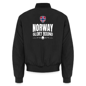 NORWAY GLORY - Unisex Bomber Jacket - black - Back - AI Model Male 185 light (185cm)