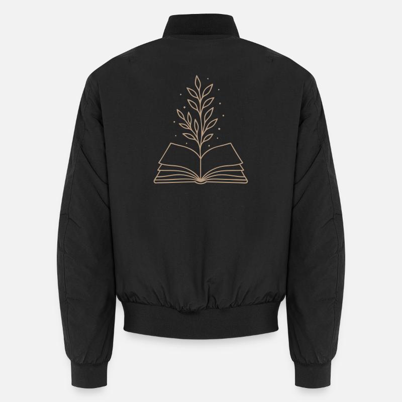 Magic Book Botanical Line Art Unisex Bomber Jacket