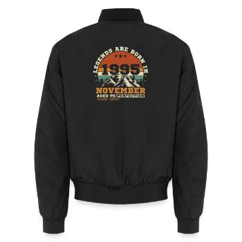 November 1995 Vintage Retro Geburtstag - Unisex Bomberjacke - Schwarz - Hinten - AI Model Male 185 light (185cm)