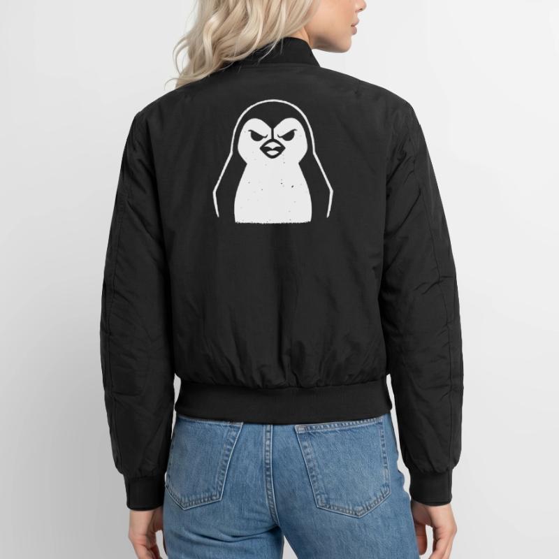 penguin stencil grunge minimalist-vector Linux Unisex Bomber Jacket