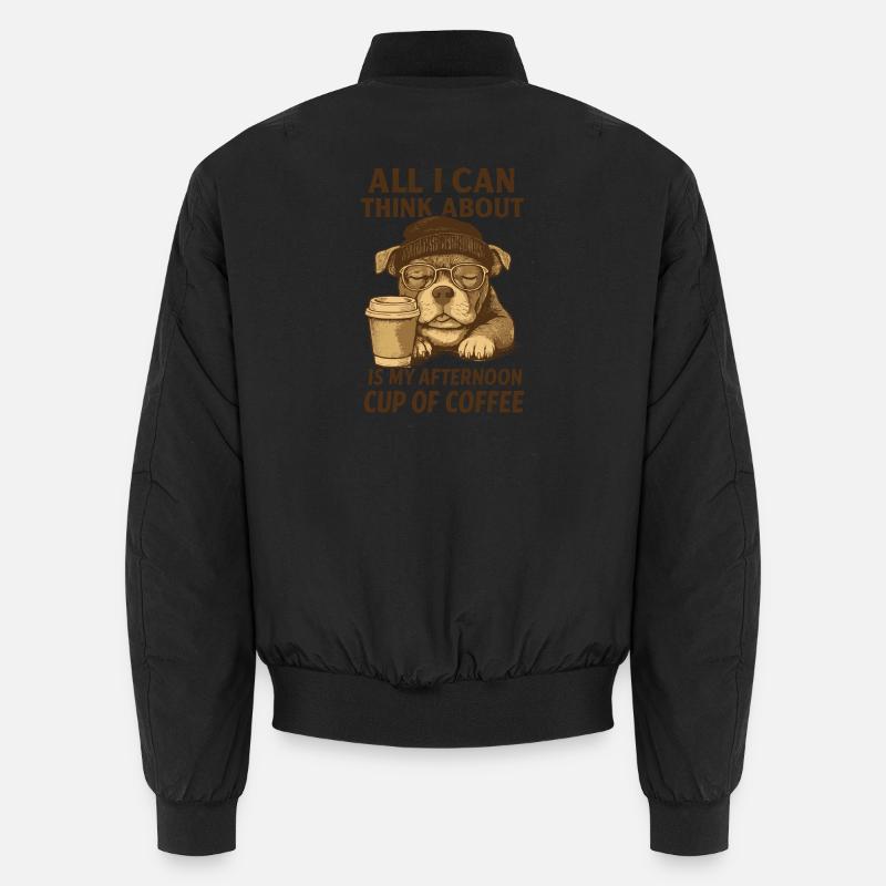 Schlafender Hund denkt an Kaffee - Unisex Bomberjacke - Schwarz