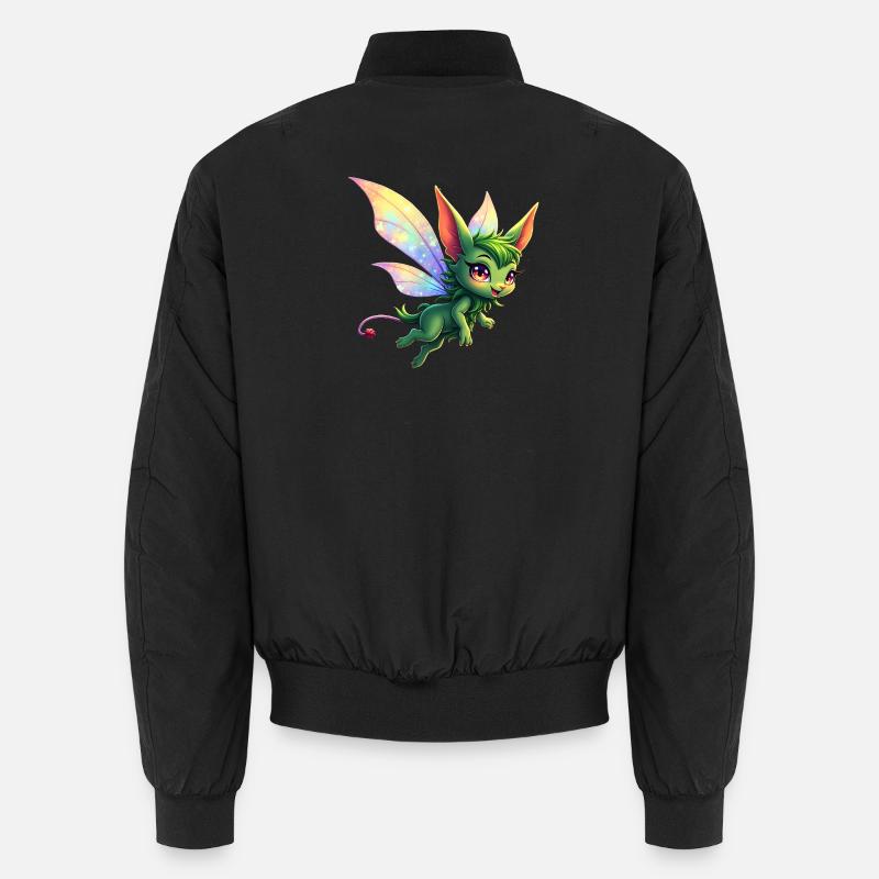 Grüner Drache mit Regenbogenflügeln - Unisex Bomberjacke - Schwarz