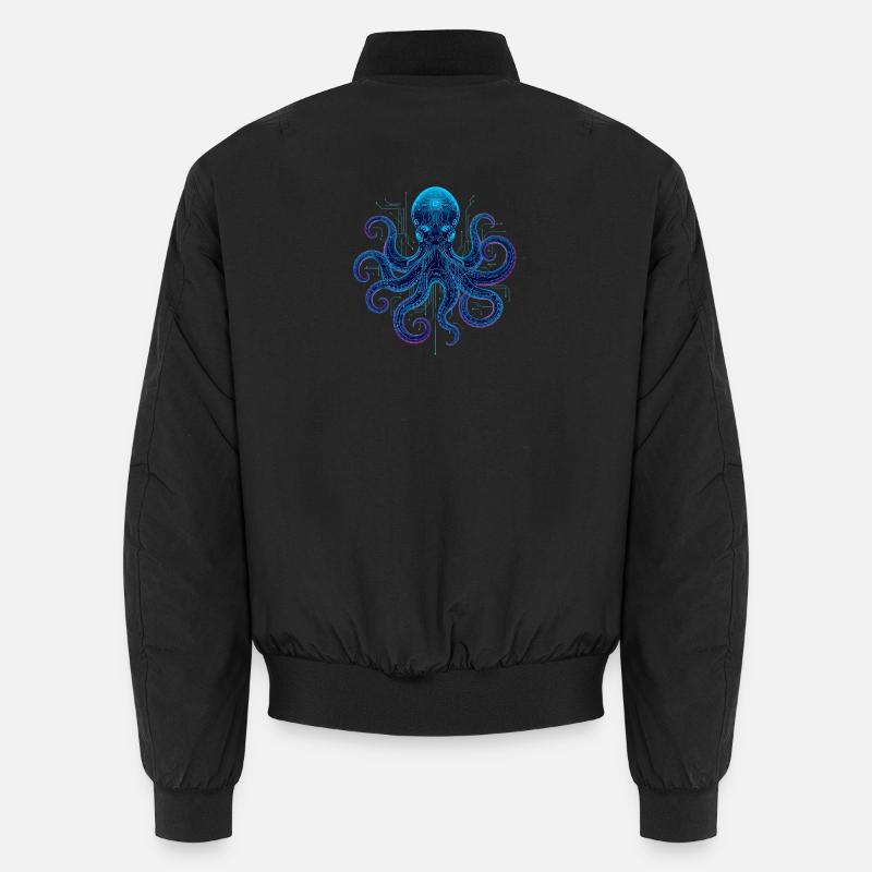 Pieuvre cyberneon circuits Bomber unisexe