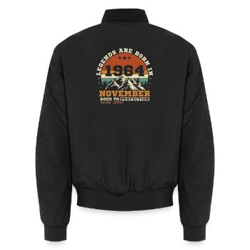 November 1964 Vintage-Retro-Geburtstag - Unisex Bomberjacke - Schwarz - Hinten - AI Model Male 185 light (185cm)