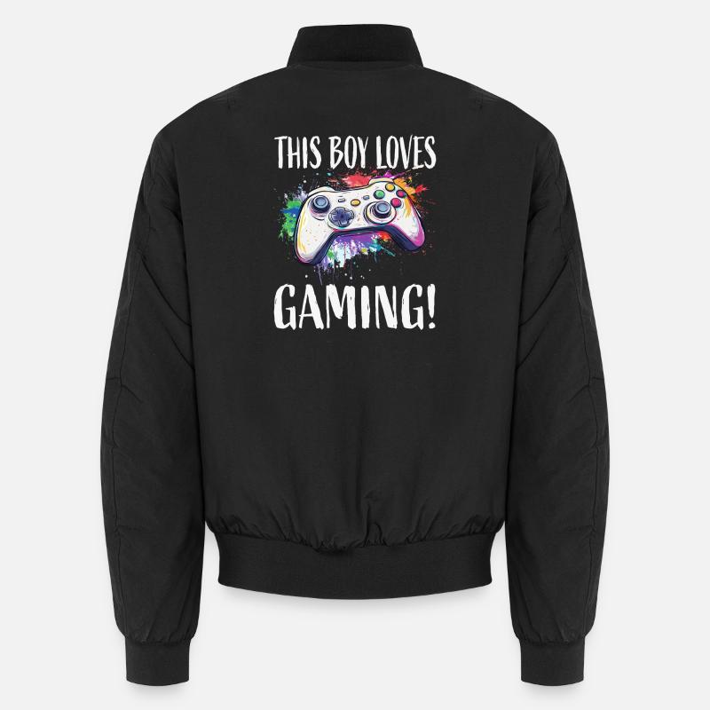 This Boy Loves Gaming - Unisex Bomber Jacket - black