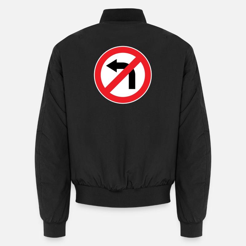 Left turn prohibited, traffic signs - Unisex Bomber Jacket - black