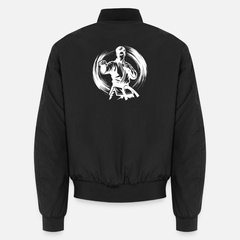 Dynamic Fighting Pose Perfect Karate Silhouette - Unisex Bomber Jacket - black