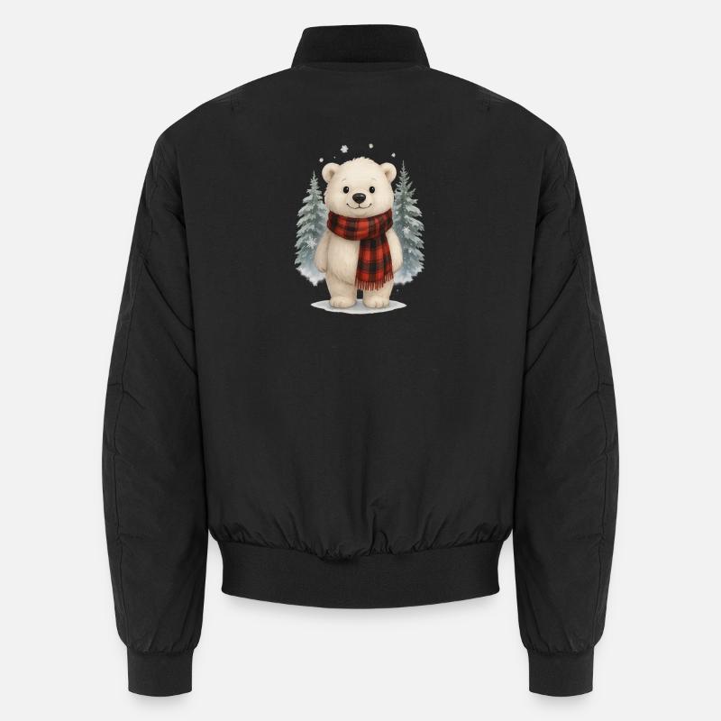 Cute polar bear winter christmas - Unisex Bomber Jacket - black