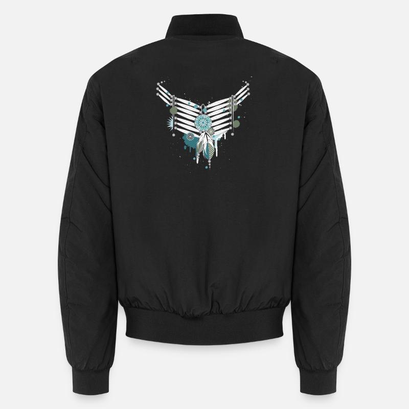 Collier de plumes bohèmes en turquoise et blanc Bomber unisexe