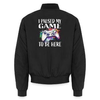 Ich pausierte mein Spiel – farbiges Gamepad - Unisex Bomberjacke - Schwarz - Hinten - AI Model Male 185 light (185cm)