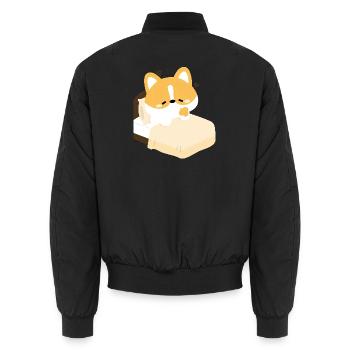 Müder Corgi im Bett - Unisex Bomberjacke - Schwarz - Hinten - AI Model Male 185 light (185cm)