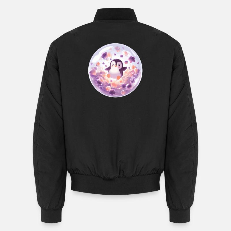 Pinguin in Seifenblasenkugel Unisex Bomberjacke