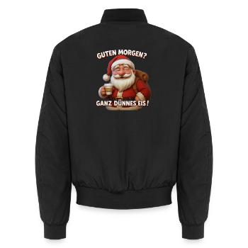 Frecher Xmas Spruch Santa ganz dünnes eis - Unisex Bomberjacke - Schwarz - Hinten - AI Model Male 185 light (185cm)