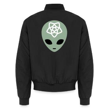 Geometric Alien Mindscape - Unisex Bomber Jacket - black - Back - AI Model Male 185 light (185cm)