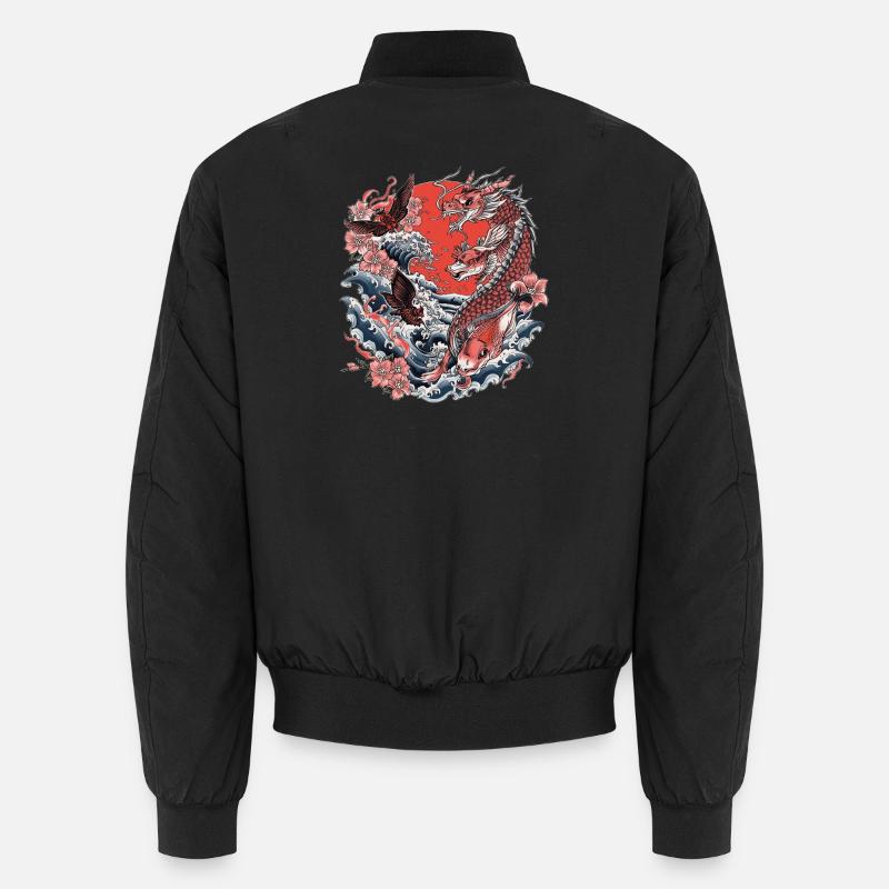 Koi, Vagues et Fleurs de cerisier Bomber unisexe