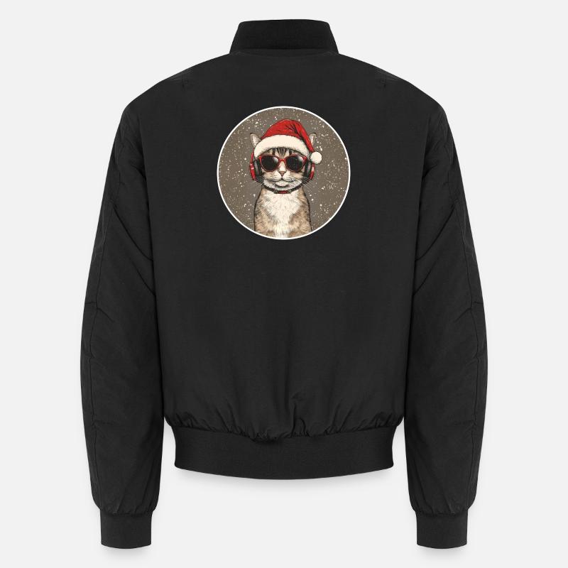 Chat cool avec lunettes de soleil Chapeau de Père Noël Bomber unisexe