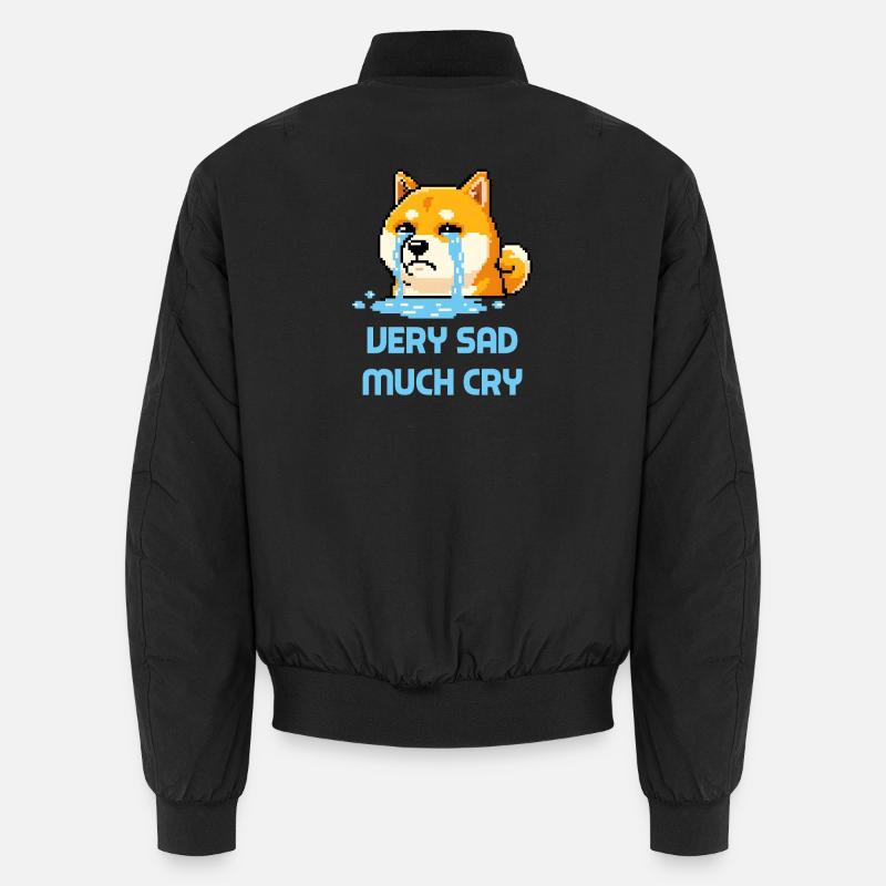 Very Sad Much Cry - Doge Meme Pixel Art Unisex Bomber Jacket